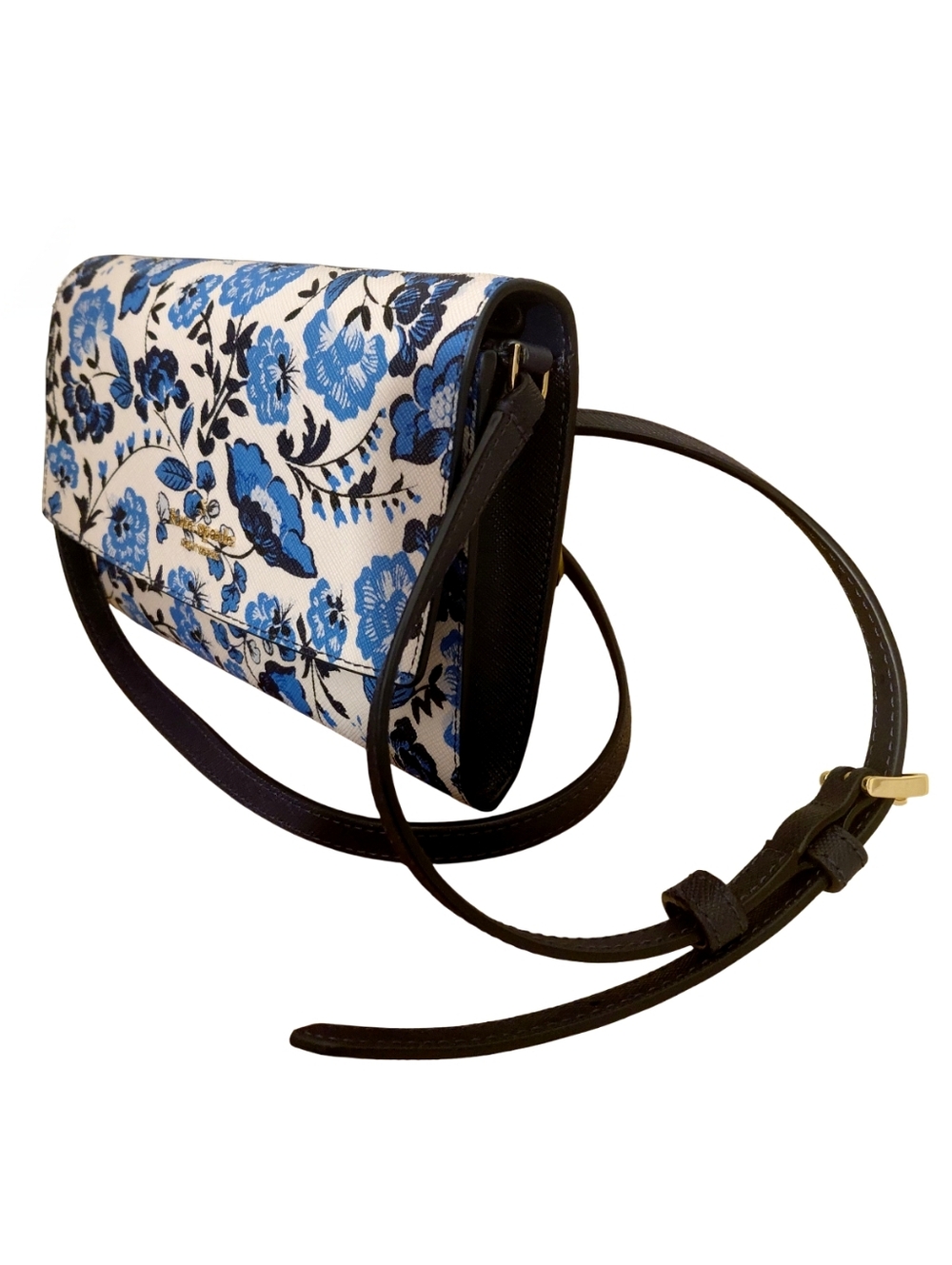 Kate Spade Vase Floral Print Blue Multi Wallet On String Crossbody Bag - Picture 2 of 5